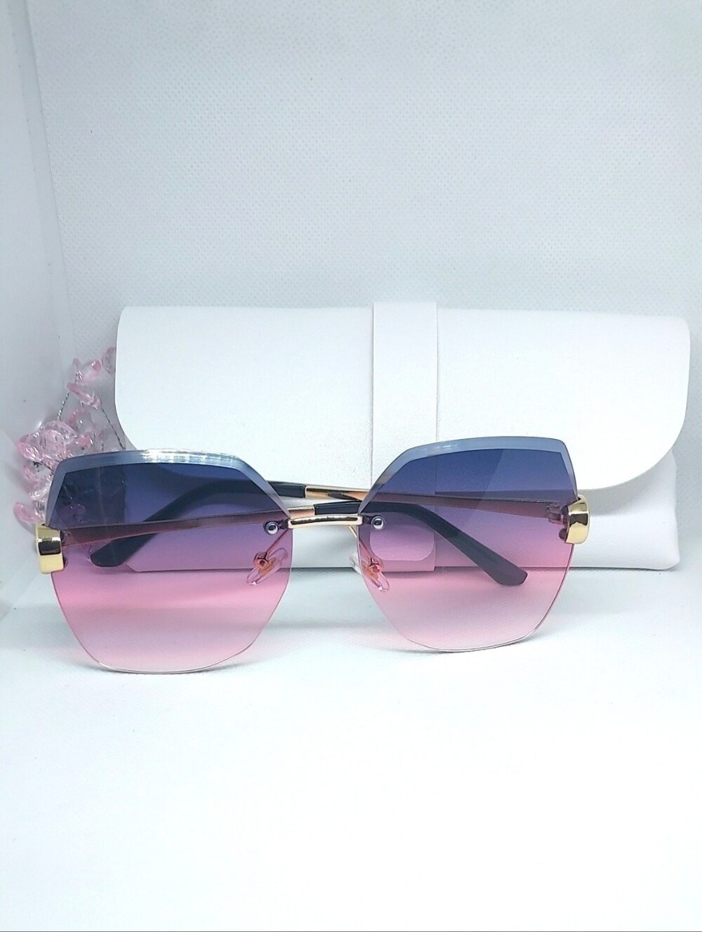 Ombre' Pink to Blue Rimless Women's Sunglasses NWT